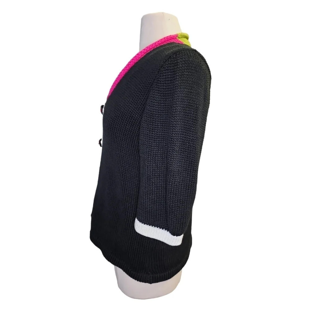 Vintage Ani Barrie Size Large Buttom Up Cardigan Sweater Black - Picture 6 of 12